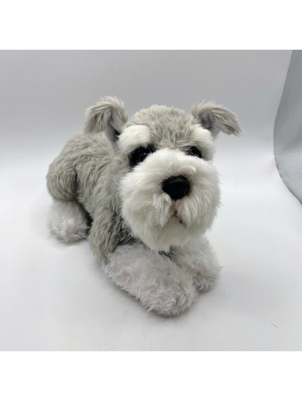 Lying Schnauzer Plush-kids Preferred 2002 Grey And White Vintage